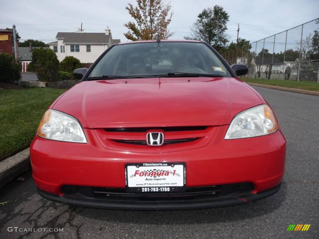 2002 Civic LX Coupe - Rally Red / Beige photo #13