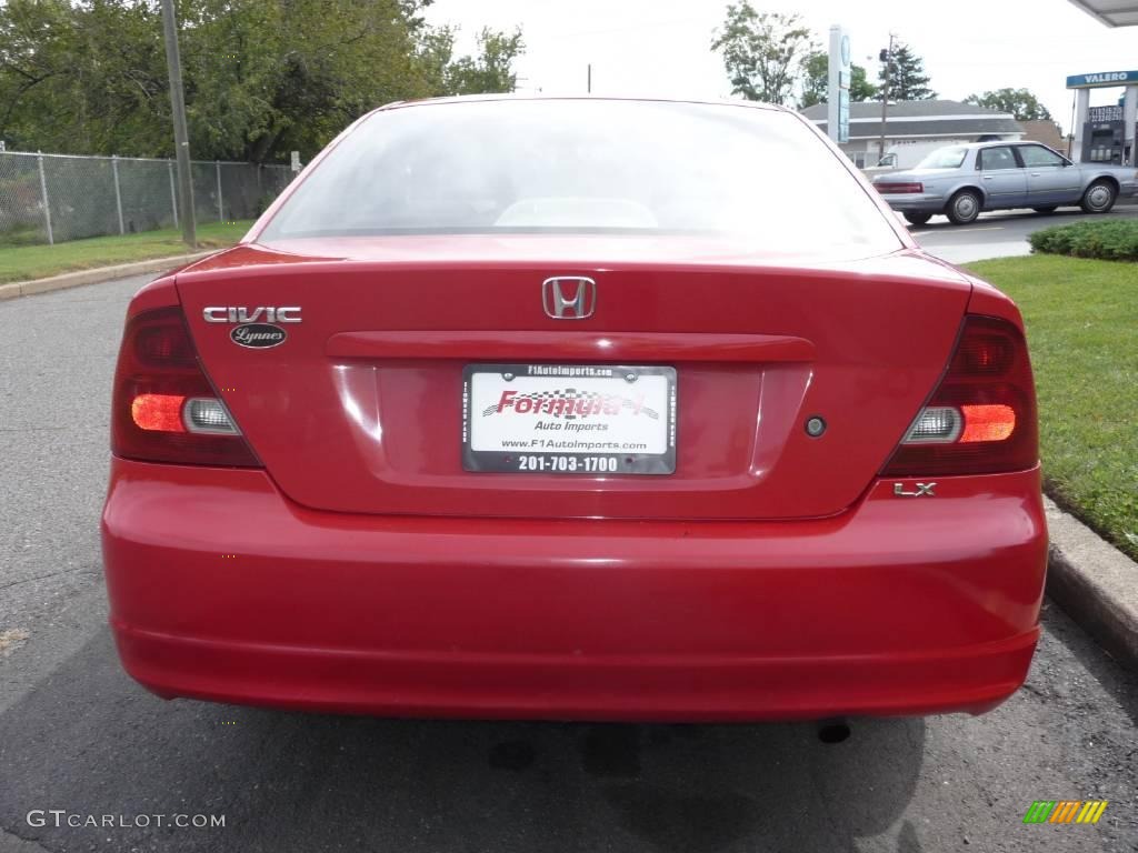 2002 Civic LX Coupe - Rally Red / Beige photo #14