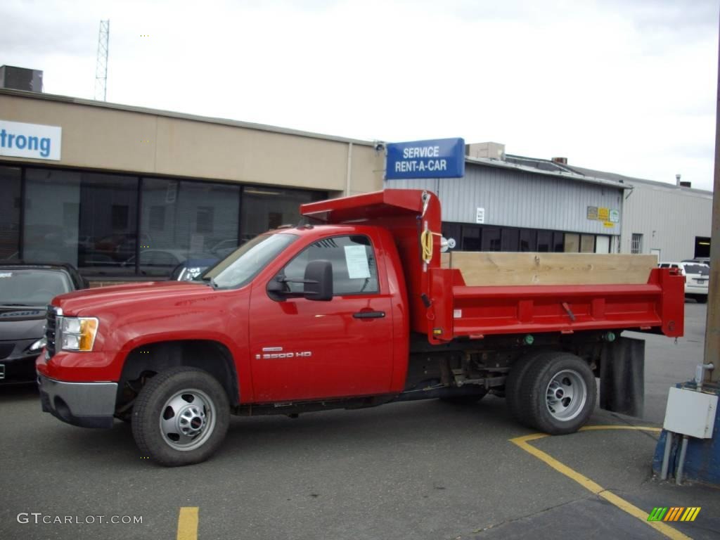2008 Sierra 3500HD Regular Cab 4x4 Chassis Dump Truck - Fire Red / Dark Titanium photo #1
