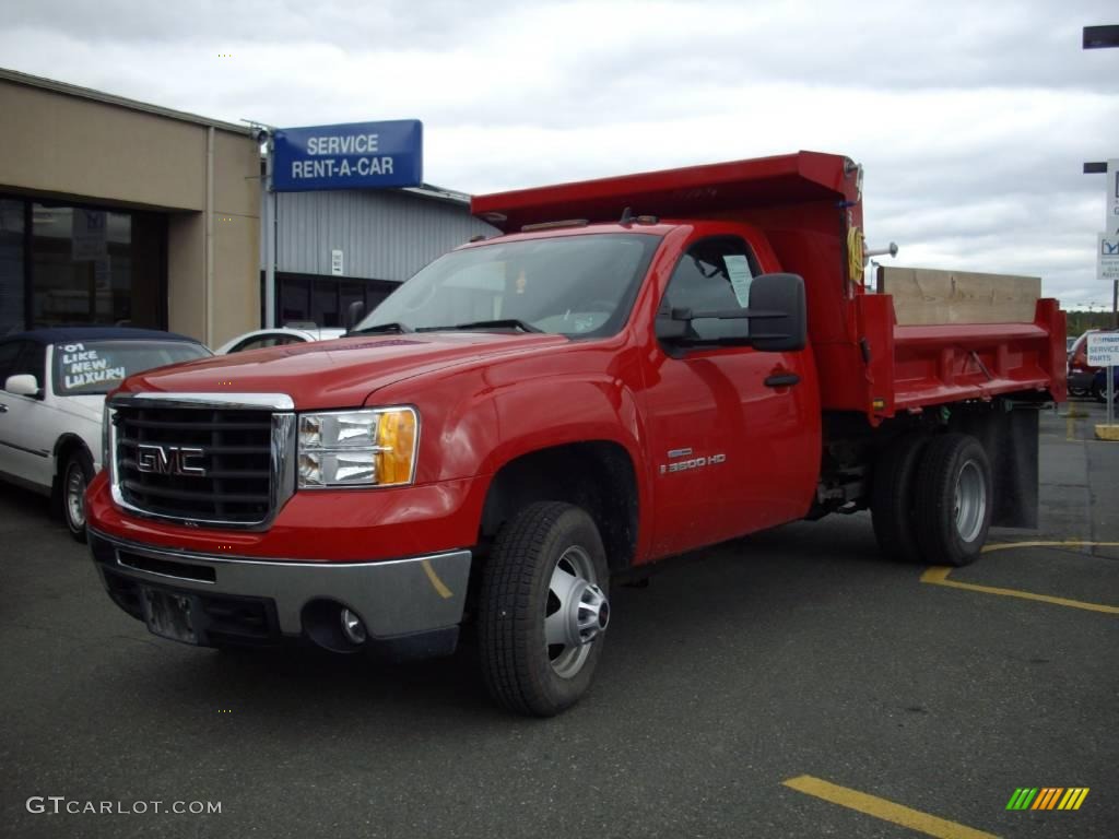 2008 Sierra 3500HD Regular Cab 4x4 Chassis Dump Truck - Fire Red / Dark Titanium photo #3