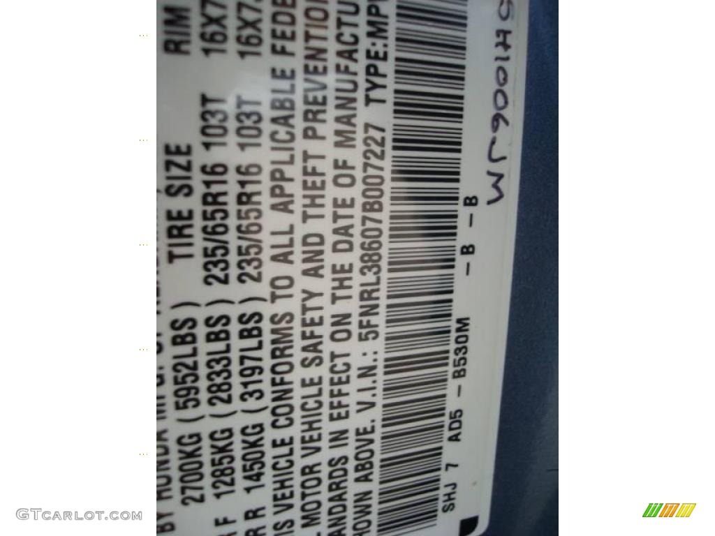 2007 Odyssey EX-L - Ocean Mist Metallic / Gray photo #19