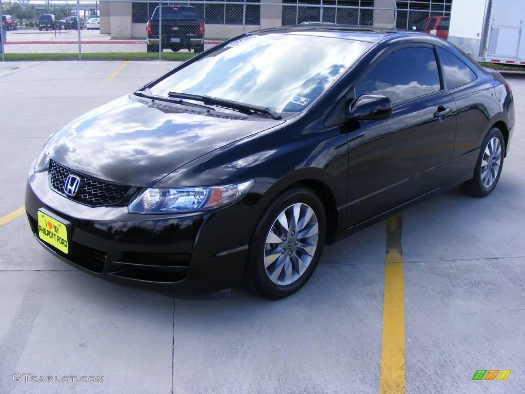 2009 Civic EX Coupe - Crystal Black Pearl / Black photo #7