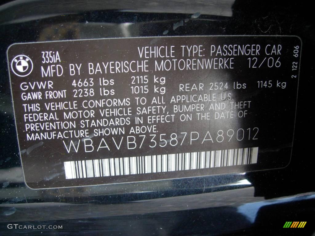 2007 3 Series 335i Sedan - Jet Black / Black photo #24