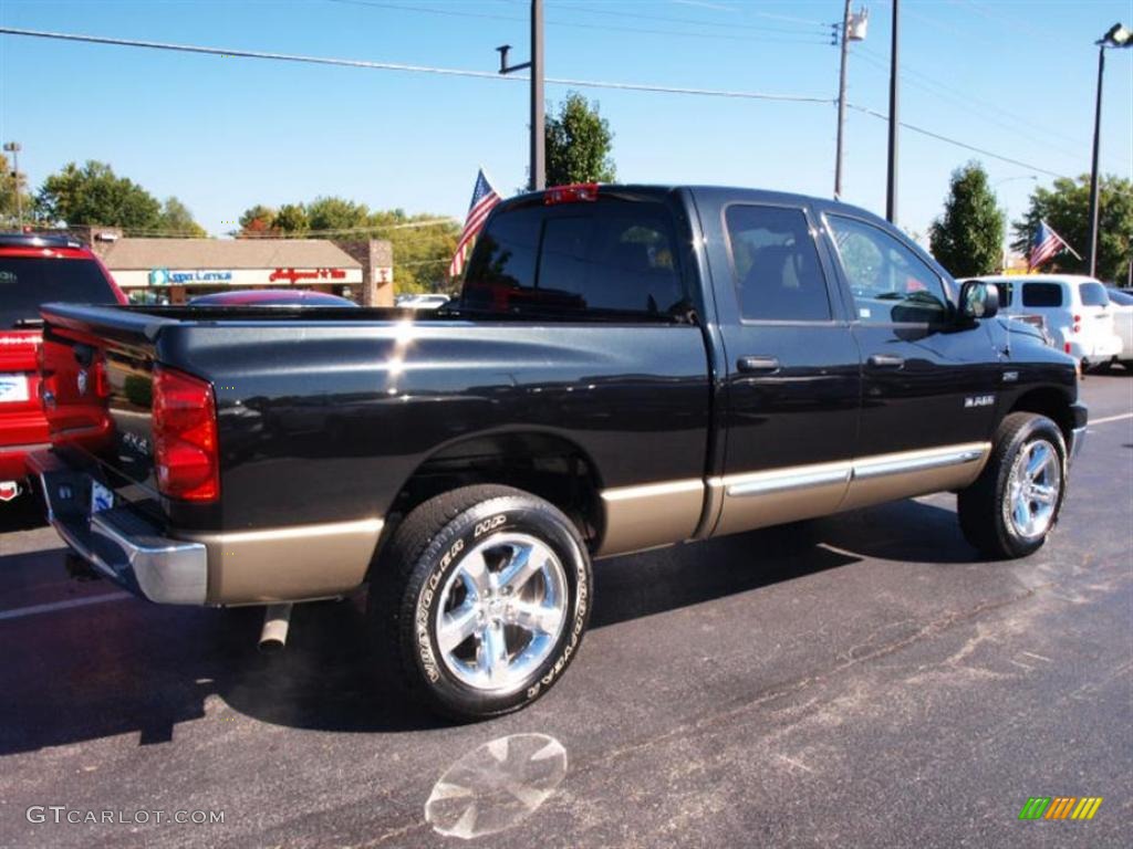 2008 Ram 1500 Big Horn Edition Quad Cab 4x4 - Brilliant Black Crystal Pearl / Khaki photo #3