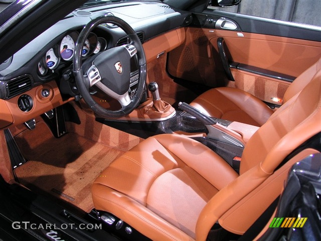 Black/Terracotta Interior 2008 Porsche 911 Turbo Cabriolet Photo #194559