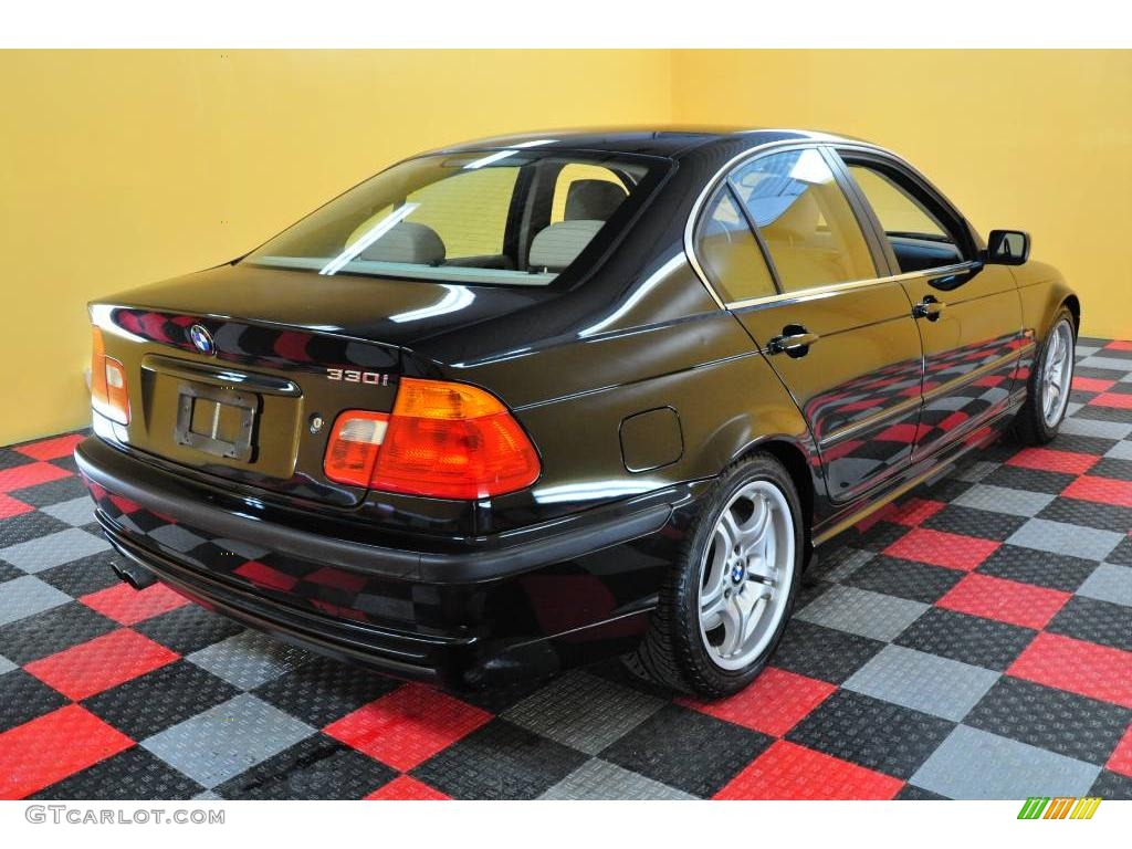 2001 3 Series 330i Sedan - Jet Black / Sand photo #6