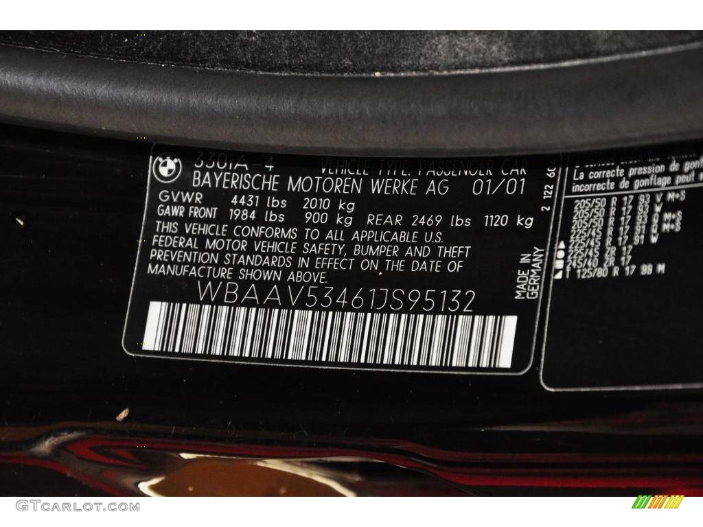 2001 3 Series 330i Sedan - Jet Black / Sand photo #11