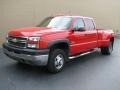 2005 Victory Red Chevrolet Silverado 3500 LS Crew Cab 4x4 Dually  photo #2