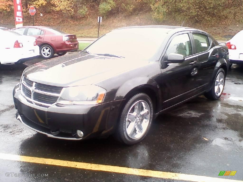 2008 Avenger R/T - Brilliant Black Crystal Pearl / Dark Slate Gray/Light Graystone photo #1