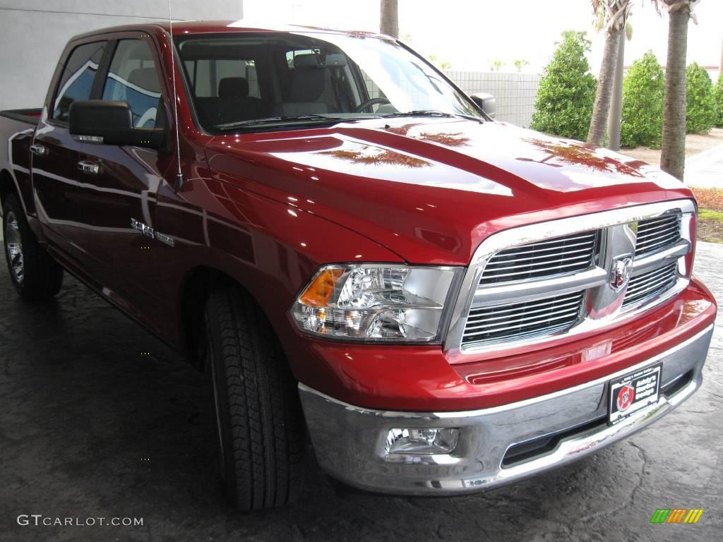 2010 Ram 1500 Big Horn Crew Cab - Inferno Red Crystal Pearl / Dark Slate/Medium Graystone photo #3