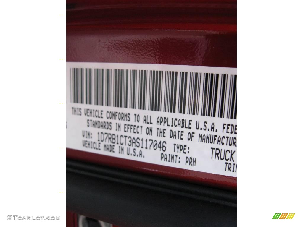 2010 Ram 1500 Color Code PRH for Inferno Red Crystal Pearl Photo #19546423