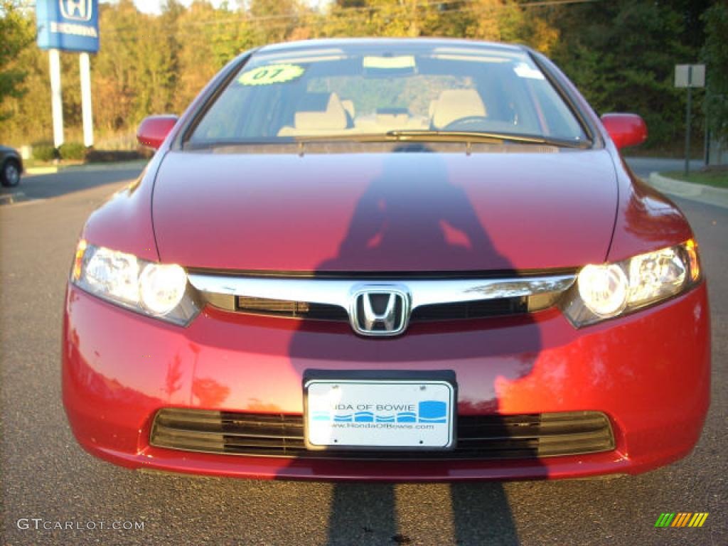 2007 Civic LX Sedan - Tango Red Pearl / Ivory photo #8