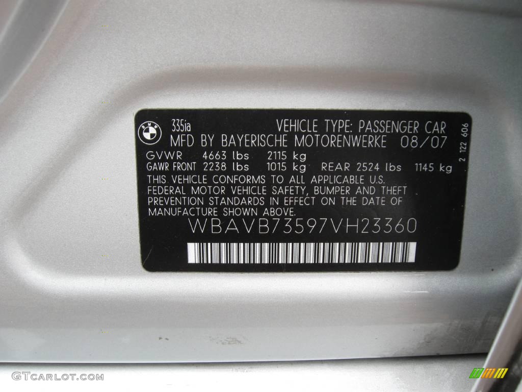 2007 3 Series 335i Sedan - Titanium Silver Metallic / Black photo #14