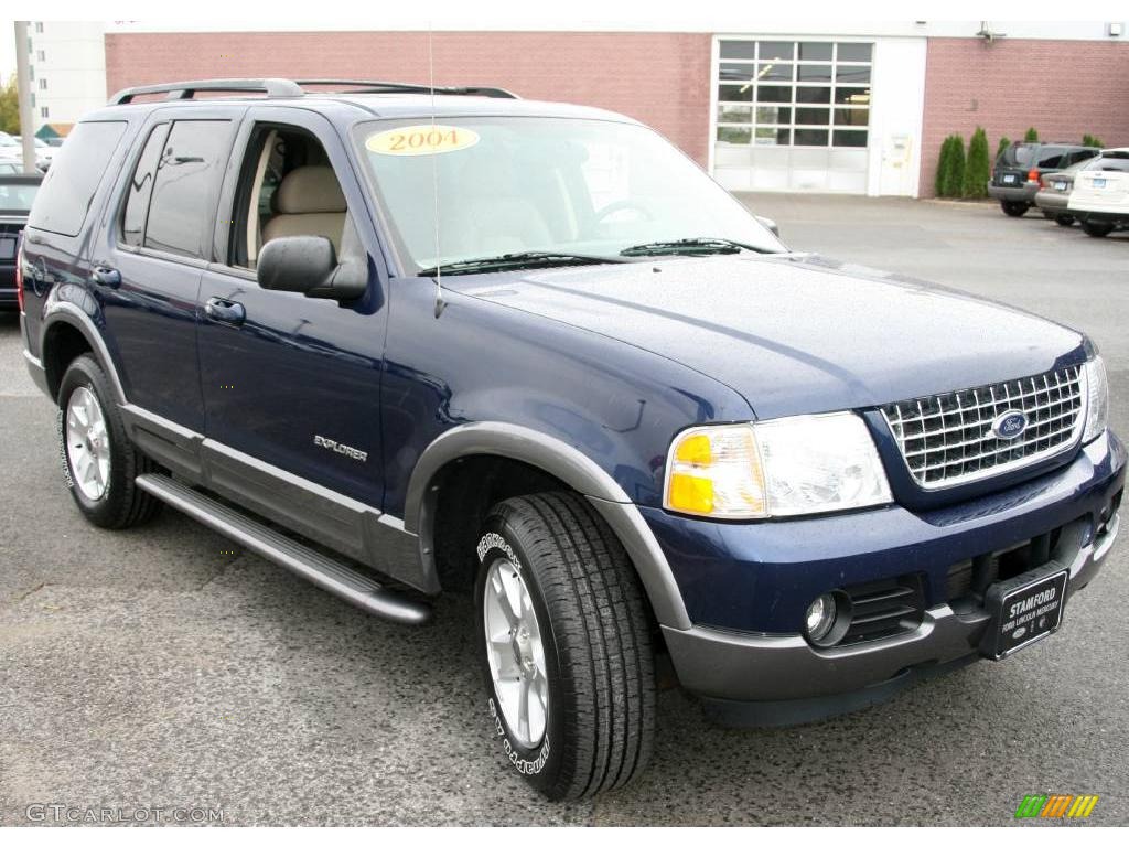 2004 Explorer XLT 4x4 - Dark Blue Pearl Metallic / Medium Parchment photo #3