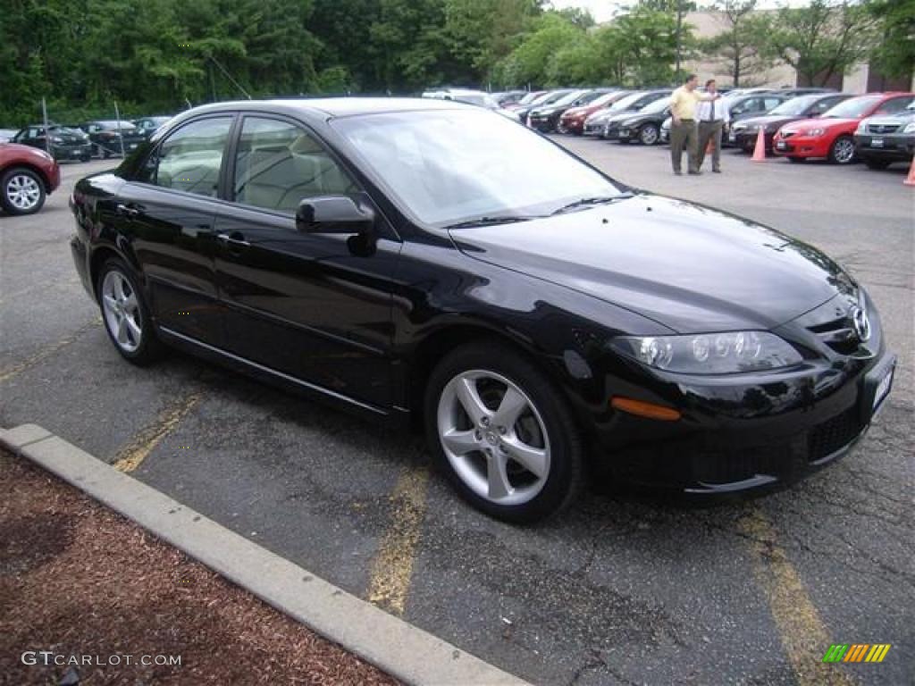 2007 MAZDA6 i Sport Sedan - Onyx Black / Beige photo #1