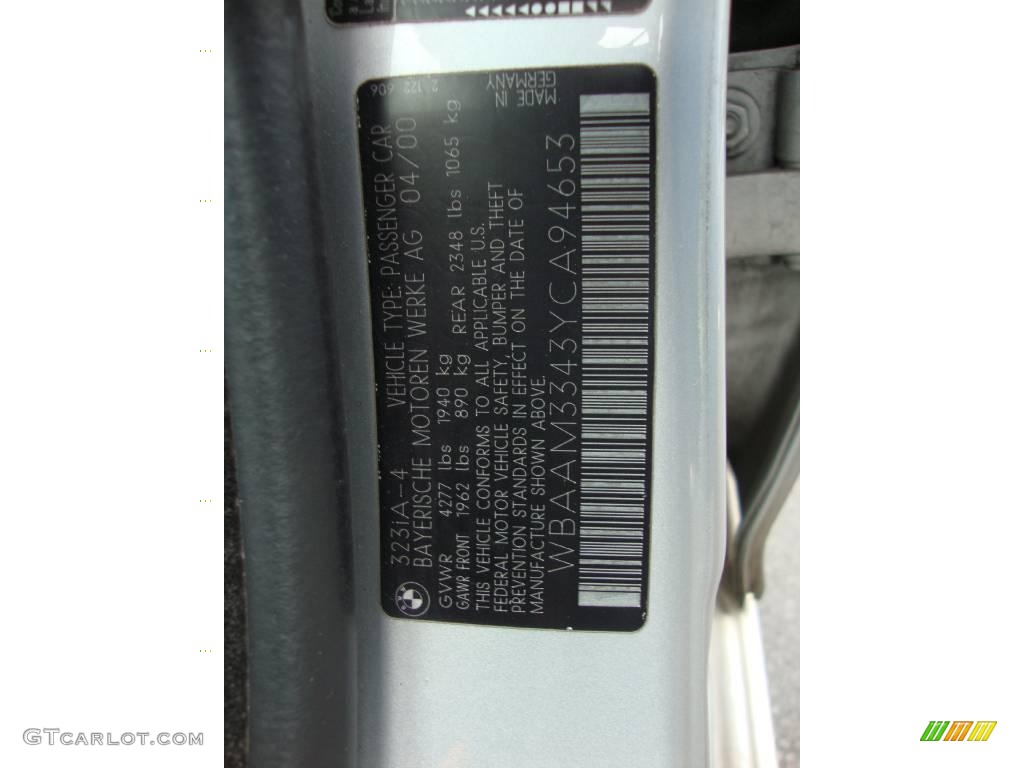 2000 3 Series 323i Sedan - Titanium Silver Metallic / Grey photo #41