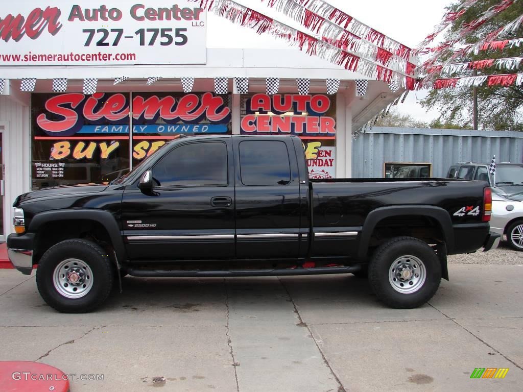 2001 Silverado 2500HD LS Extended Cab 4x4 - Onyx Black / Graphite photo #1