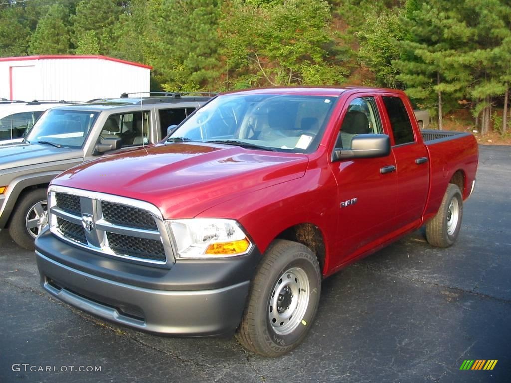 2010 Ram 1500 ST Quad Cab - Inferno Red Crystal Pearl / Dark Slate/Medium Graystone photo #1