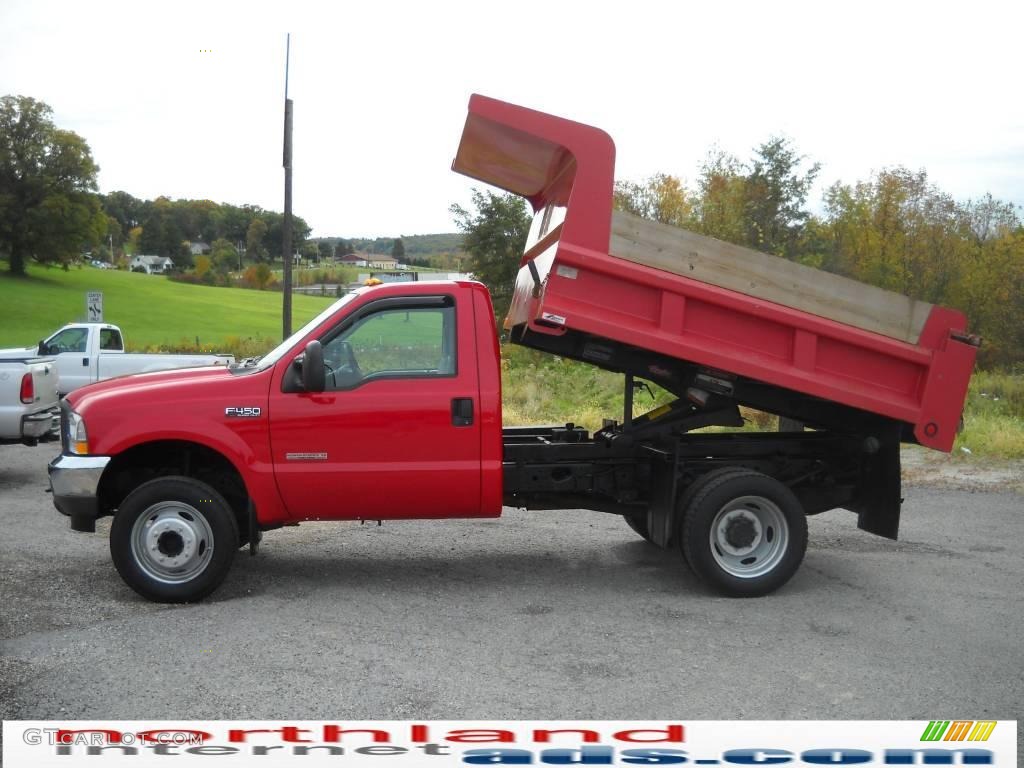 2004 F450 Super Duty XL Regular Cab Chassis Dump Truck - Red / Medium Flint photo #1