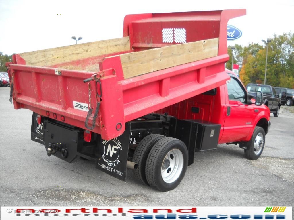 2004 F450 Super Duty XL Regular Cab Chassis Dump Truck - Red / Medium Flint photo #6