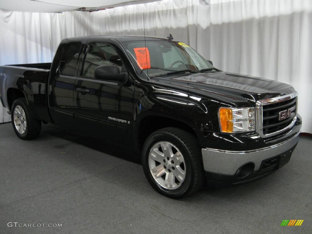 2008 Sierra 1500 SLE Extended Cab 4x4 - Onyx Black / Ebony photo #1
