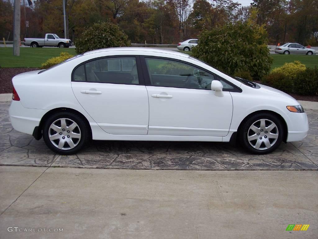 2007 Civic LX Sedan - Taffeta White / Ivory photo #3