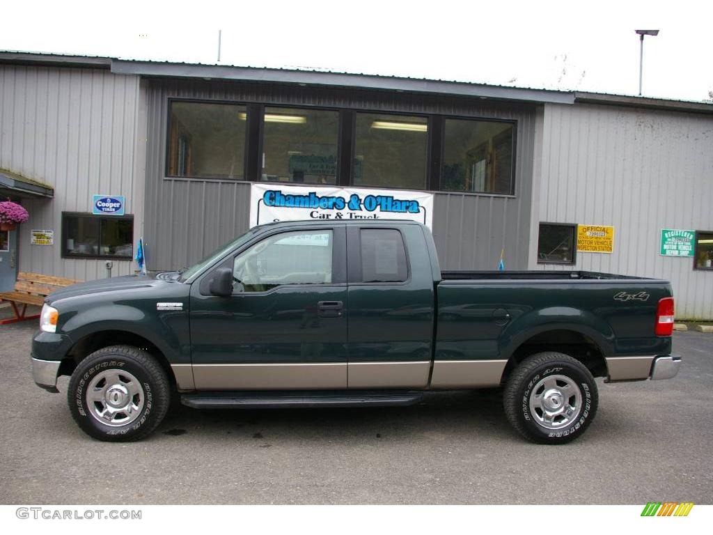 2005 F150 XLT SuperCab 4x4 - Aspen Green Metallic / Tan photo #2