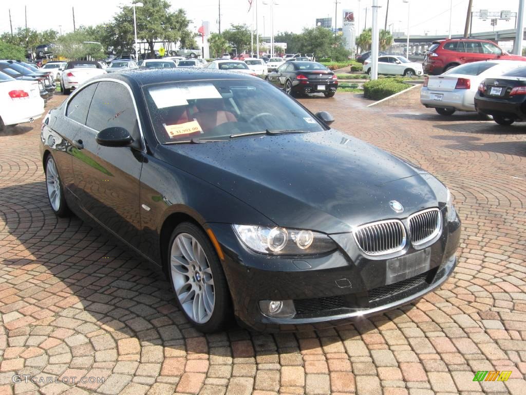 2007 3 Series 328i Coupe - Jet Black / Coral Red/Black photo #8