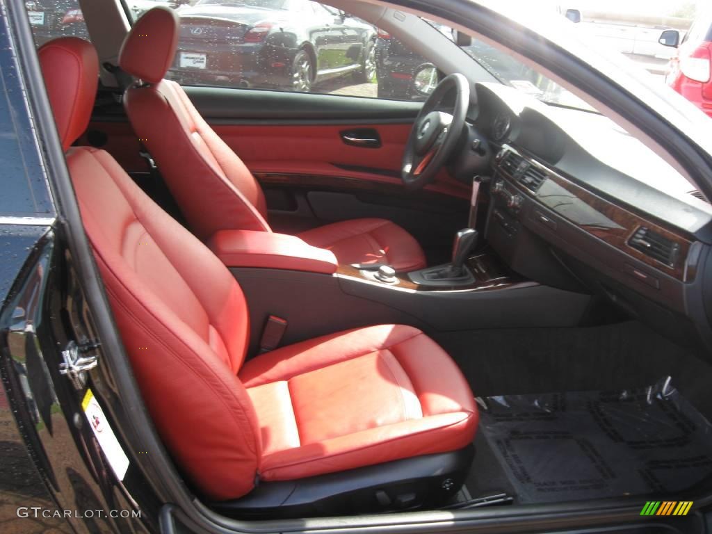 2007 3 Series 328i Coupe - Jet Black / Coral Red/Black photo #9