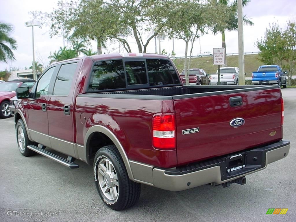 2006 F150 Lariat SuperCrew - Dark Toreador Red Metallic / Tan photo #6