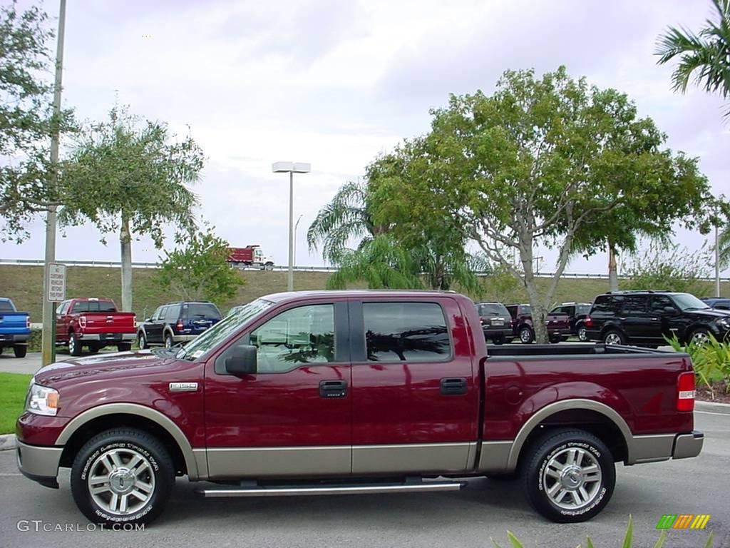 2006 F150 Lariat SuperCrew - Dark Toreador Red Metallic / Tan photo #7