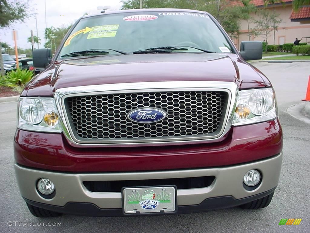 2006 F150 Lariat SuperCrew - Dark Toreador Red Metallic / Tan photo #9