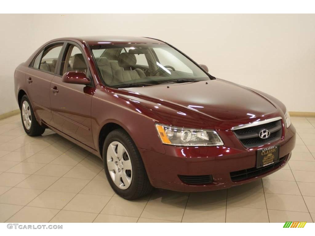 2007 Sonata GLS - Dark Cherry Red / Beige photo #1