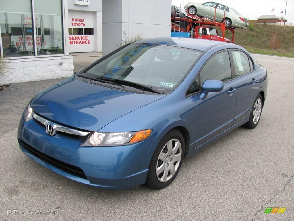 2007 Civic LX Sedan - Atomic Blue Metallic / Gray photo #2