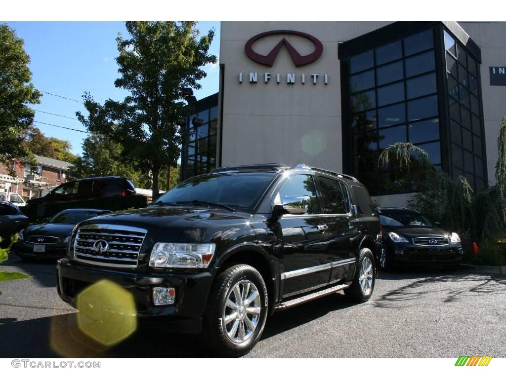 2008 QX 56 4WD - Liquid Onyx Black / Charcoal photo #1