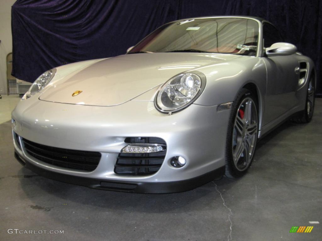 2009 911 Turbo Cabriolet - Arctic Silver Metallic / Carrera Red photo #4