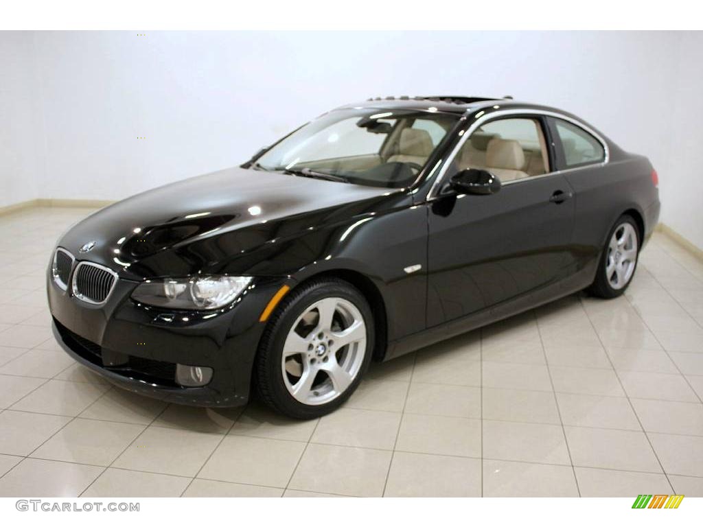 2007 3 Series 328i Coupe - Jet Black / Cream Beige photo #3