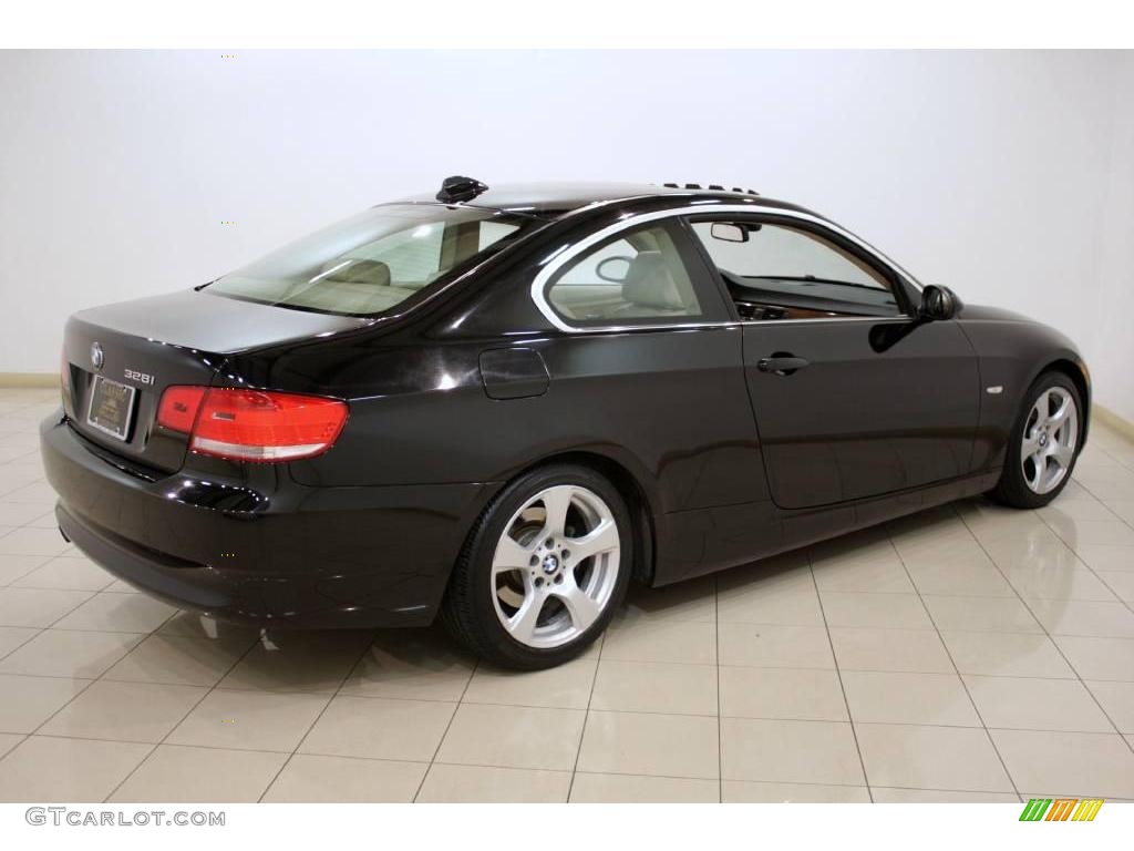2007 3 Series 328i Coupe - Jet Black / Cream Beige photo #7