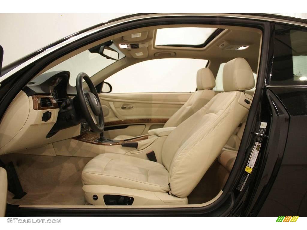 2007 3 Series 328i Coupe - Jet Black / Cream Beige photo #9