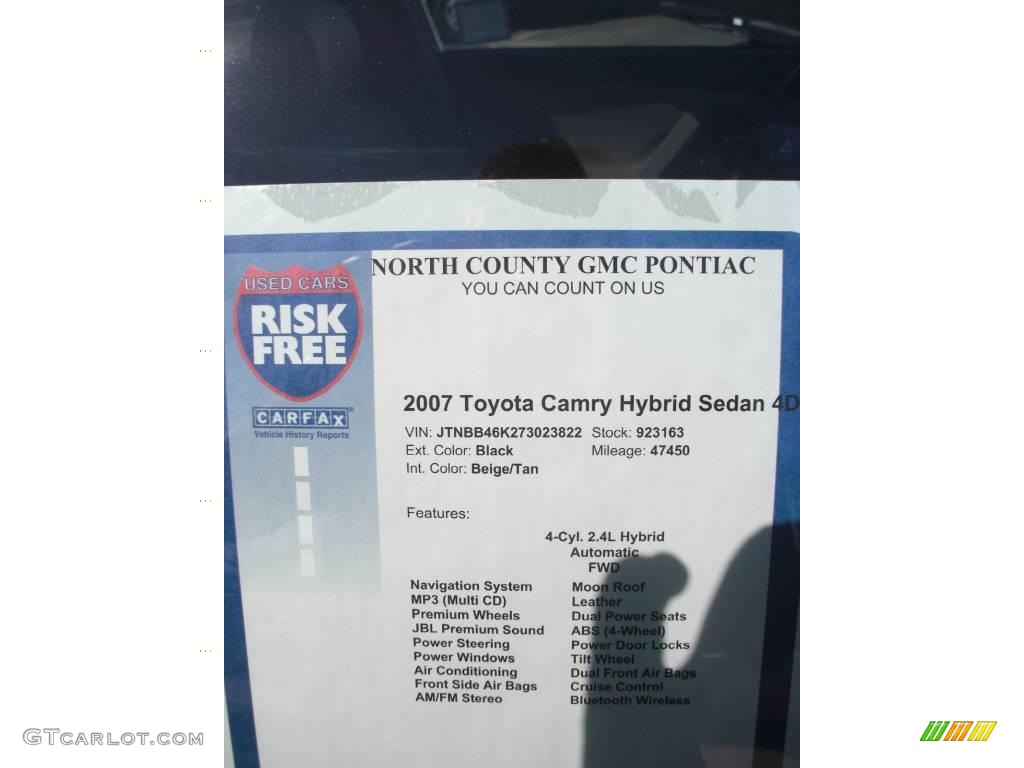 2007 Camry Hybrid - Black / Bisque photo #10
