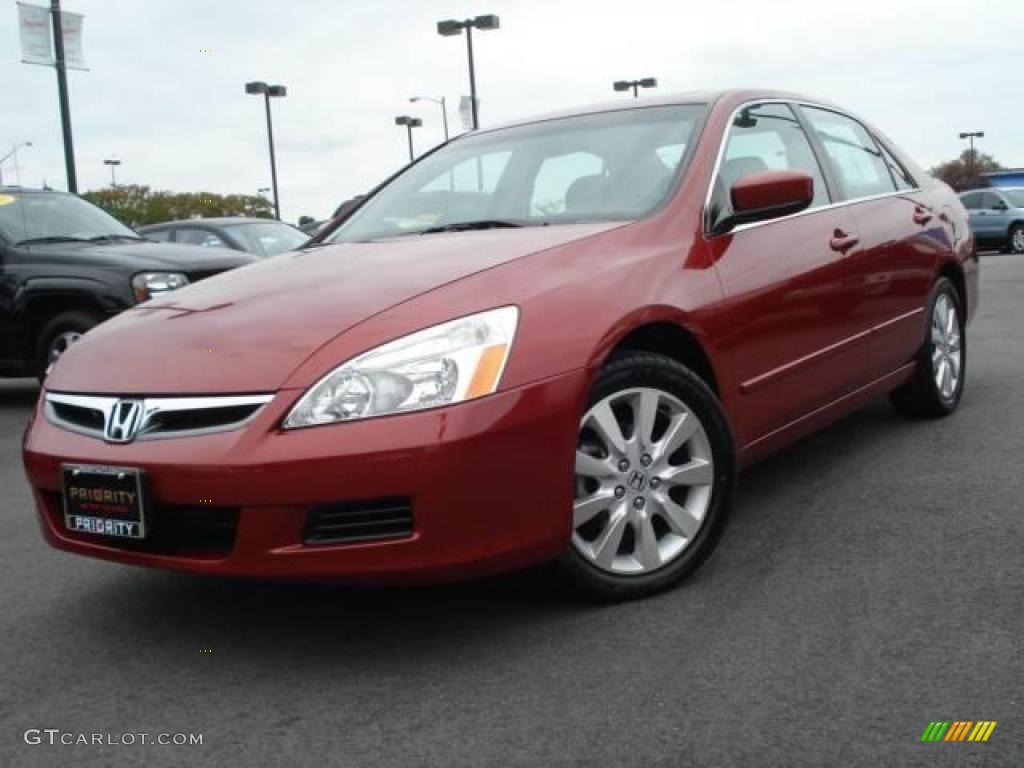2007 Accord EX-L V6 Sedan - Moroccan Red Pearl / Gray photo #1