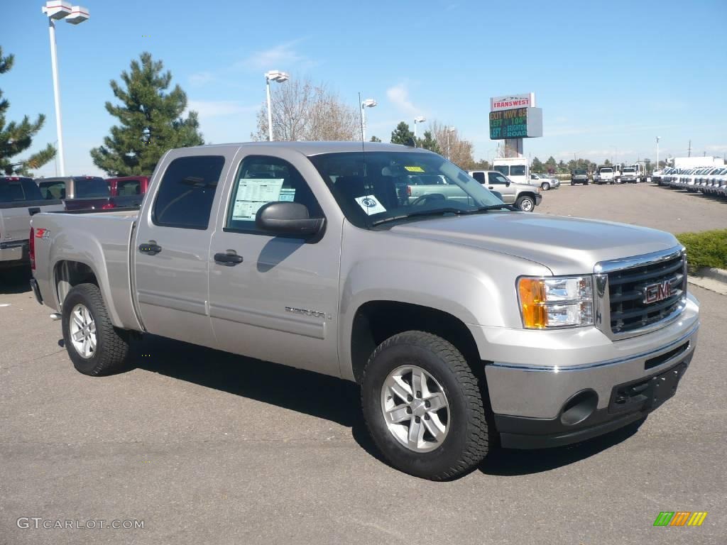 2009 Sierra 1500 SLE Z71 Crew Cab 4x4 - Silver Birch Metallic / Dark Titanium photo #1