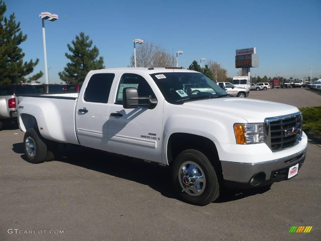 2009 Sierra 3500HD SLE Crew Cab 4x4 Dually - Summit White / Ebony photo #1