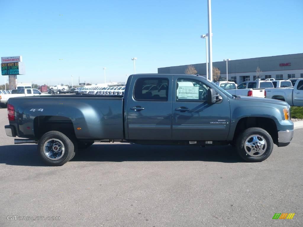 2009 Sierra 3500HD SLT Crew Cab 4x4 Dually - Stealth Gray Metallic / Ebony photo #3