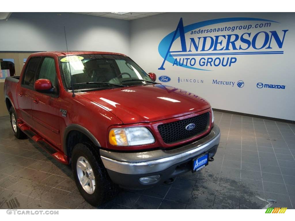 2002 F150 XLT SuperCrew 4x4 - Toreador Red Metallic / Medium Graphite photo #1
