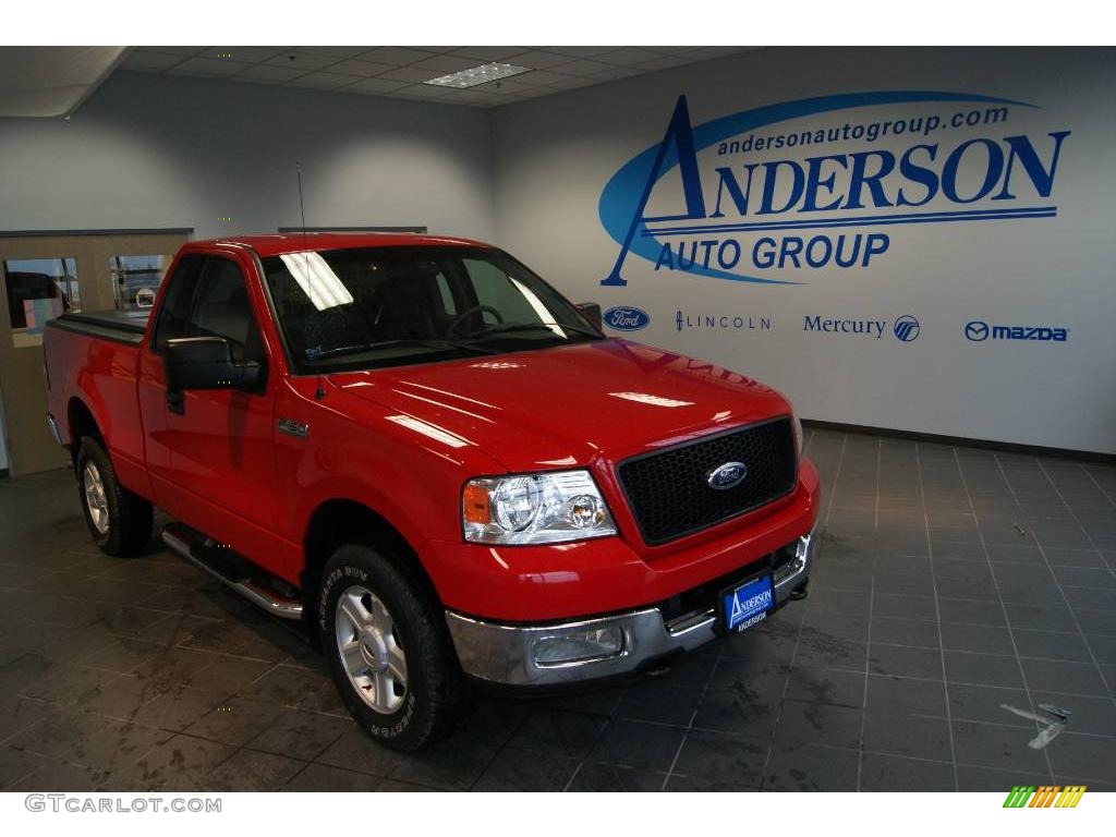 2004 F150 XLT Regular Cab 4x4 - Bright Red / Dark Flint photo #1