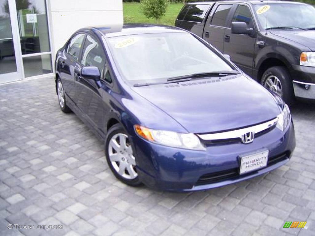 2007 Civic LX Sedan - Royal Blue Pearl / Gray photo #5