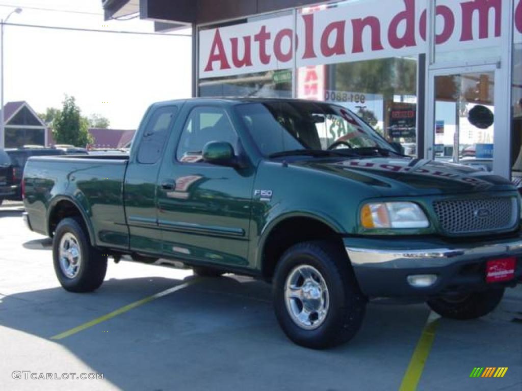 1999 F150 XLT Extended Cab 4x4 - Amazon Green Metallic / Medium Graphite photo #2