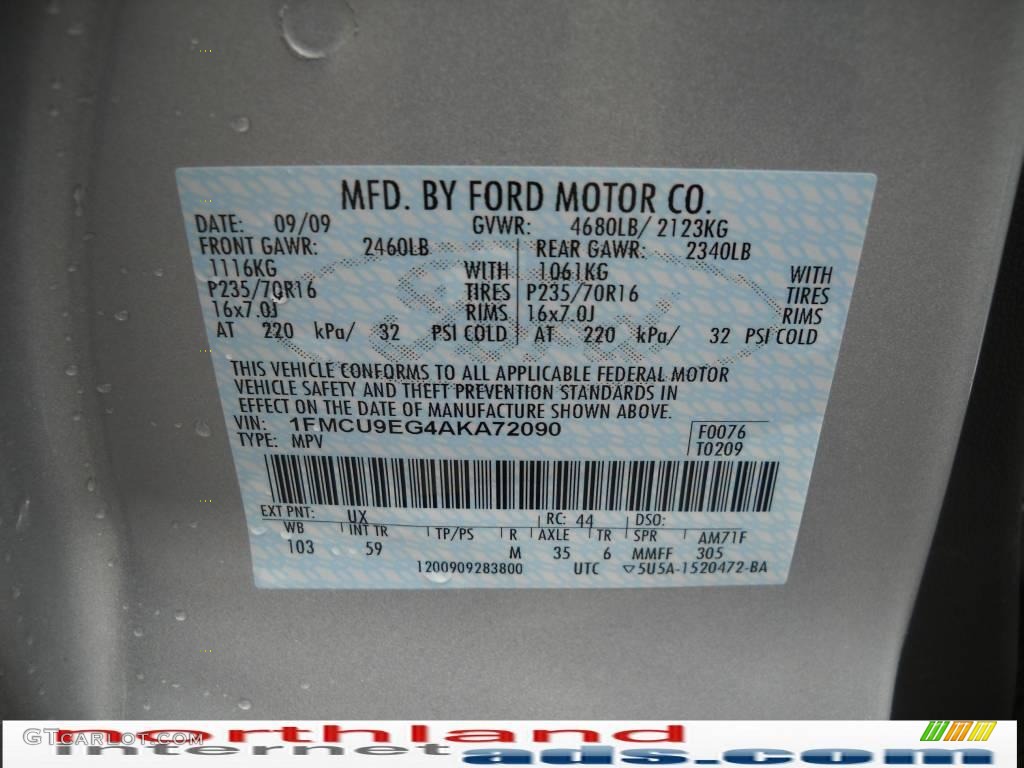 2010 Escape Limited V6 4WD - Ingot Silver Metallic / Charcoal Black photo #12