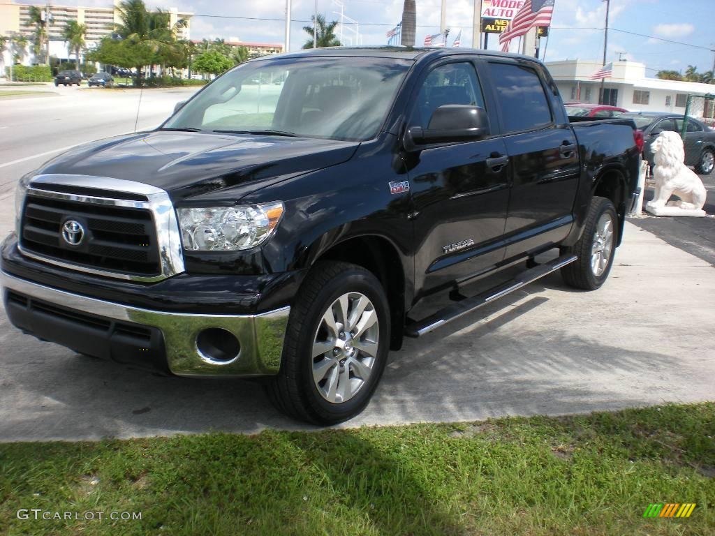 2010 Tundra Platinum CrewMax 4x4 - Black / Red Rock photo #3